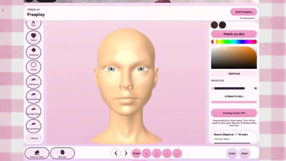 Makeup Mania vanity canvas overview for theme, lash, hair, and gamepass lookup